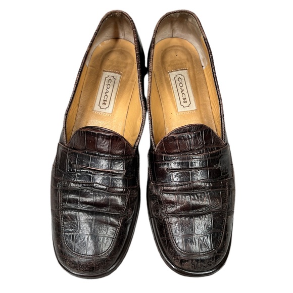 Vintage Coach Brown Leather Penny Loafers Size 8 1/2 B - Picture 2 of 10